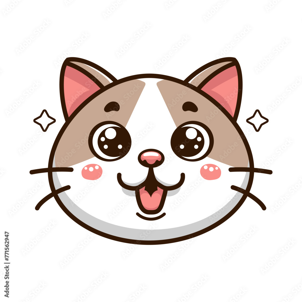 Funny Cat Face flat design. minimal style vector illustration Funny Cat Face flat design. minimal style vector illustration