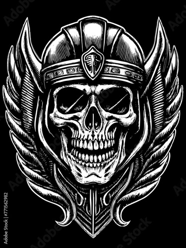 Design of a skull head motorcycle rider.