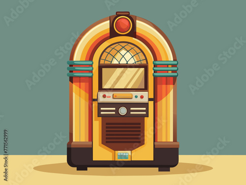 Fashioned retro jukebox in minimalist background. Vibrant color fashioned jukebox. Highly detailed vector illustration.