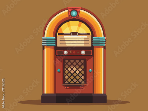 Fashioned retro jukebox in minimalist background. Vibrant color fashioned jukebox. Highly detailed vector illustration.