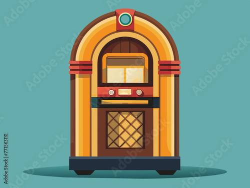Fashioned retro jukebox in minimalist background. Vibrant color fashioned jukebox. Highly detailed vector illustration.