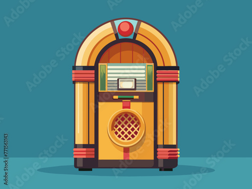 Fashioned retro jukebox in minimalist background. Vibrant color fashioned jukebox. Highly detailed vector illustration.