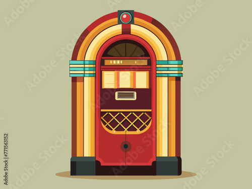 Fashioned retro jukebox in minimalist background. Vibrant color fashioned jukebox. Highly detailed vector illustration.