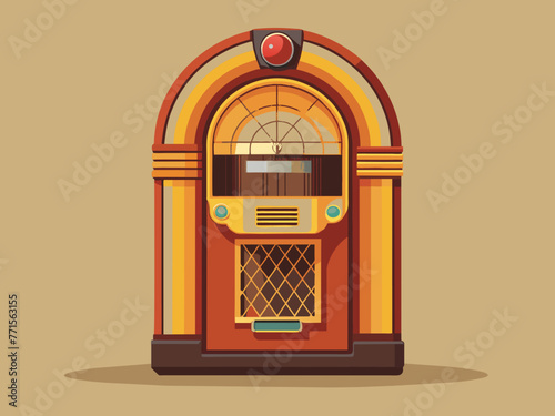 Fashioned retro jukebox in minimalist background. Vibrant color fashioned jukebox. Highly detailed vector illustration.