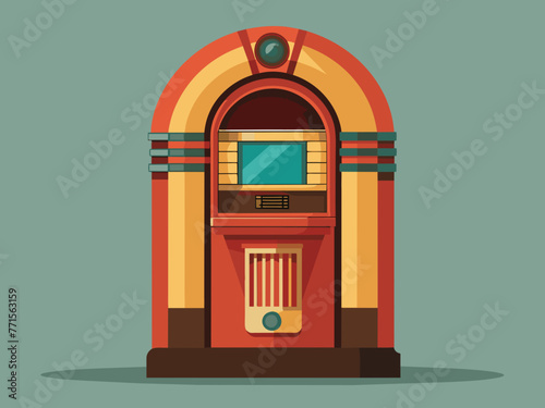 Fashioned retro jukebox in minimalist background. Vibrant color fashioned jukebox. Highly detailed vector illustration.