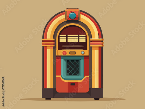 Fashioned retro jukebox in minimalist background. Vibrant color fashioned jukebox. Highly detailed vector illustration.