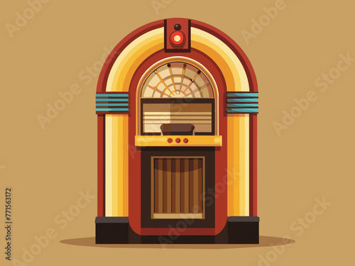 Fashioned retro jukebox in minimalist background. Vibrant color fashioned jukebox. Highly detailed vector illustration.