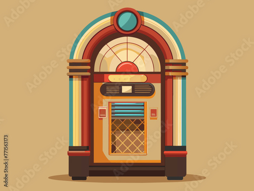 Fashioned retro jukebox in minimalist background. Vibrant color fashioned jukebox. Highly detailed vector illustration.