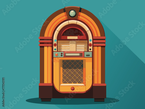 Fashioned retro jukebox in minimalist background. Vibrant color fashioned jukebox. Highly detailed vector illustration.
