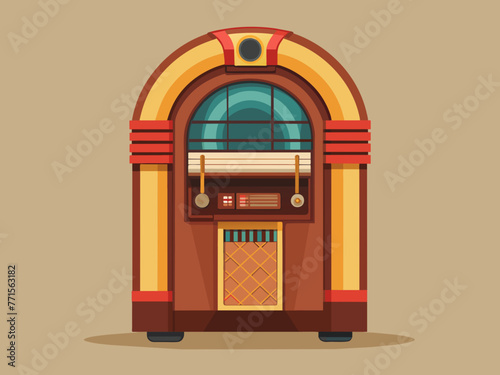 Fashioned retro jukebox in minimalist background. Vibrant color fashioned jukebox. Highly detailed vector illustration.
