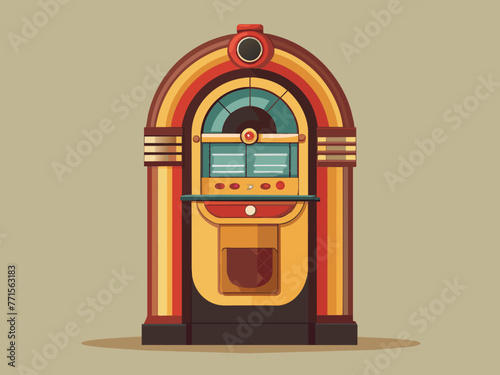 Fashioned retro jukebox in minimalist background. Vibrant color fashioned jukebox. Highly detailed vector illustration.