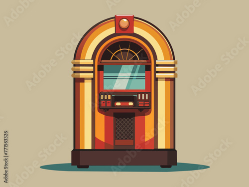 Fashioned retro jukebox in minimalist background. Vibrant color fashioned jukebox. Highly detailed vector illustration.