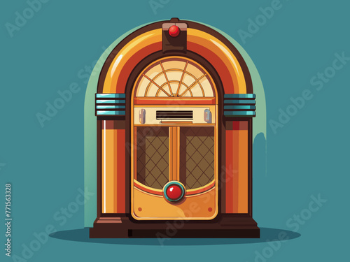 Fashioned retro jukebox in minimalist background. Vibrant color fashioned jukebox. Highly detailed vector illustration.