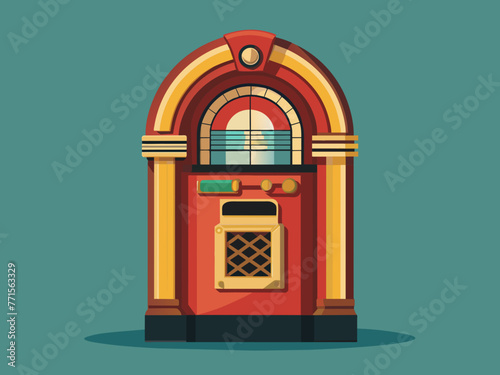 Fashioned retro jukebox in minimalist background. Vibrant color fashioned jukebox. Highly detailed vector illustration.