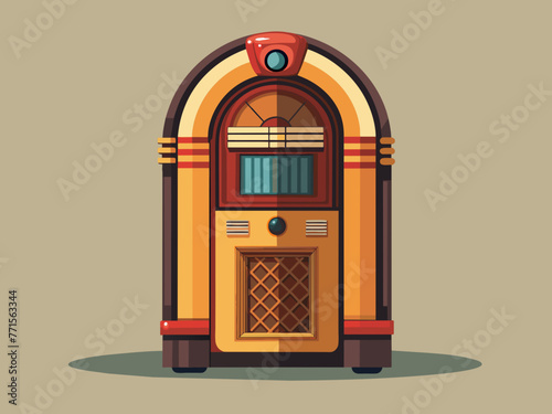 Fashioned retro jukebox in minimalist background. Vibrant color fashioned jukebox. Highly detailed vector illustration.