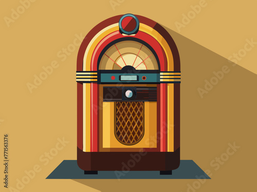 Fashioned retro jukebox in minimalist background. Vibrant color fashioned jukebox. Highly detailed vector illustration.