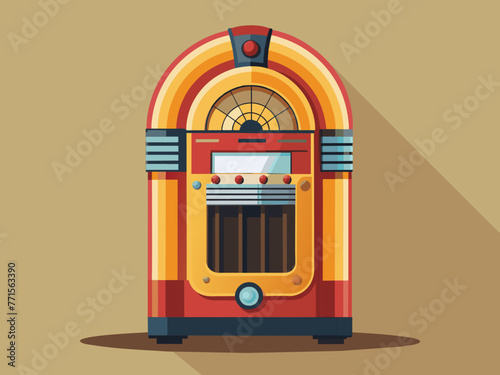 Fashioned retro jukebox in minimalist background. Vibrant color fashioned jukebox. Highly detailed vector illustration.