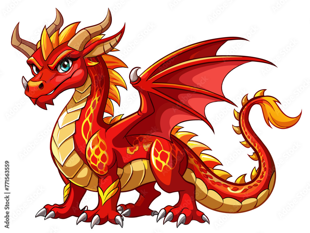 Highly detailed vector of a red dragon. Highly detailed vector of a red dragon.