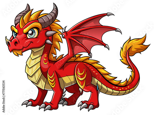 Highly detailed vector of a red dragon.