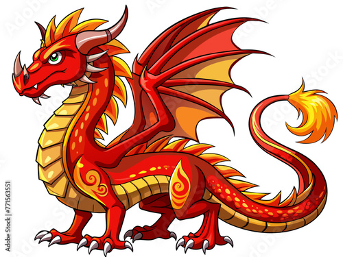 Highly detailed vector of a red dragon.