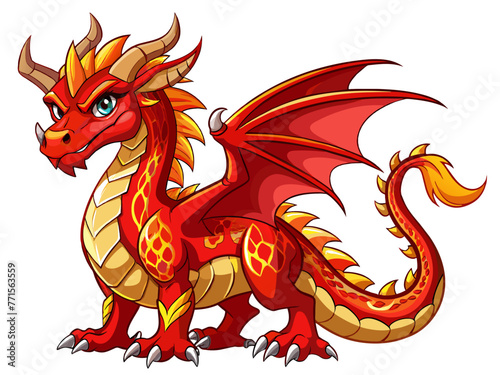 Highly detailed vector of a red dragon.