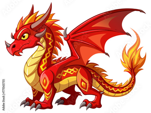 Highly detailed vector of a red dragon.