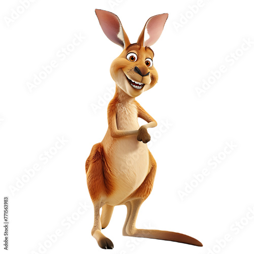 Cute kangaroo character smiling happily on PNG transparent background. © Picture for You