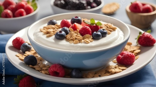 Healthy Greek yogurt bowl with berry 