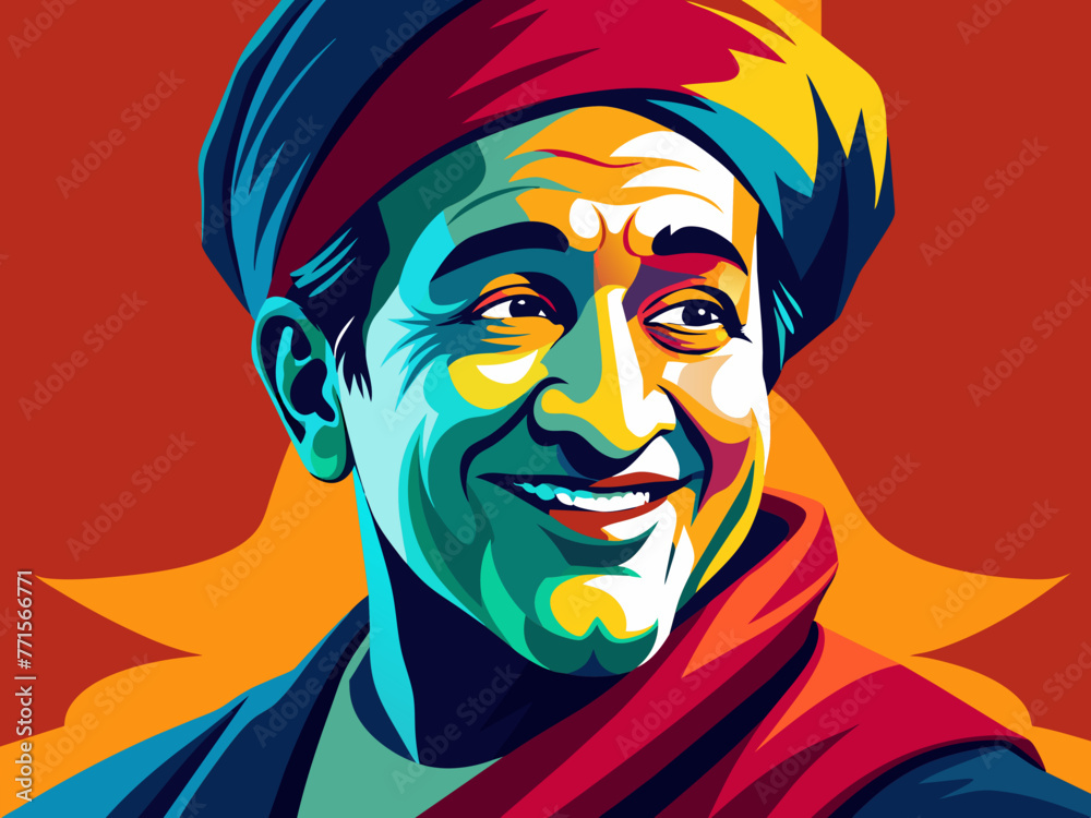 Minimalist style of a wise man smiling. Close up art illustration. Minimalist style of a wise man smiling. Close up art illustration.