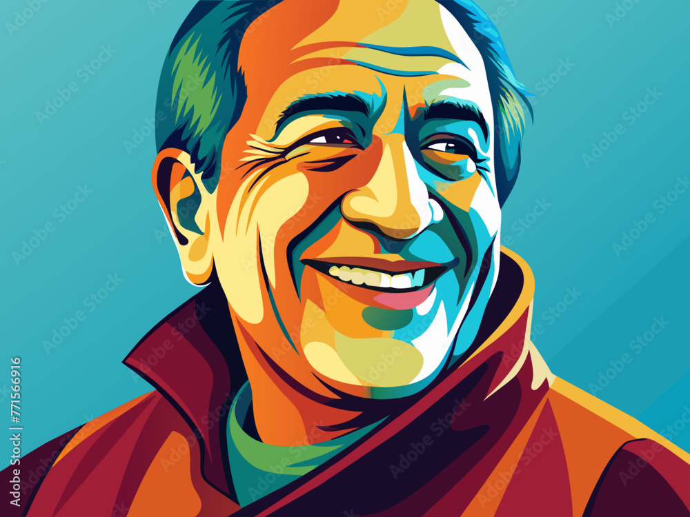Minimalist style of a wise man smiling. Close up art illustration. Minimalist style of a wise man smiling. Close up art illustration.