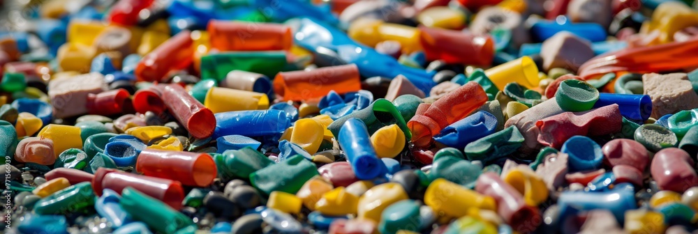 pile of colorful plastic at a recycling plant pile of colorful plastic at a recycling plant