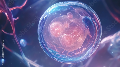 Single egg cell, oocyte, high definition, soft surrounding glow, topdown view, peaceful