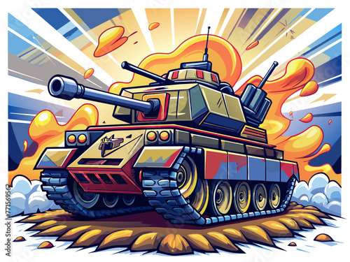 Highly detailed vector of a tank.