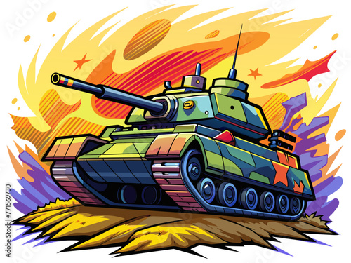 Highly detailed vector of a tank.