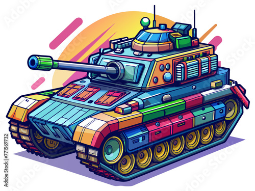 Highly detailed vector of a tank.