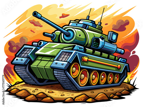 Highly detailed vector of a tank.