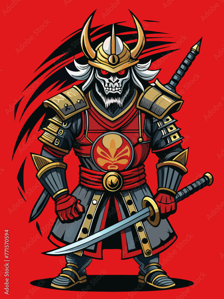 Samurai warrior in detailed vector.