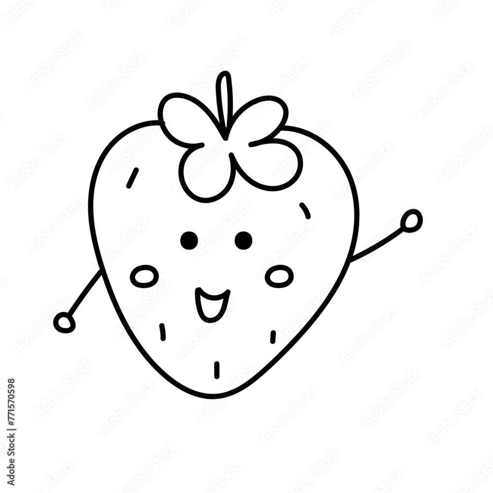 Strawberry cartoon. Vector illustration in doodle style Strawberry cartoon. Vector illustration in doodle style