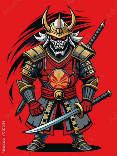 Samurai warrior in detailed vector.