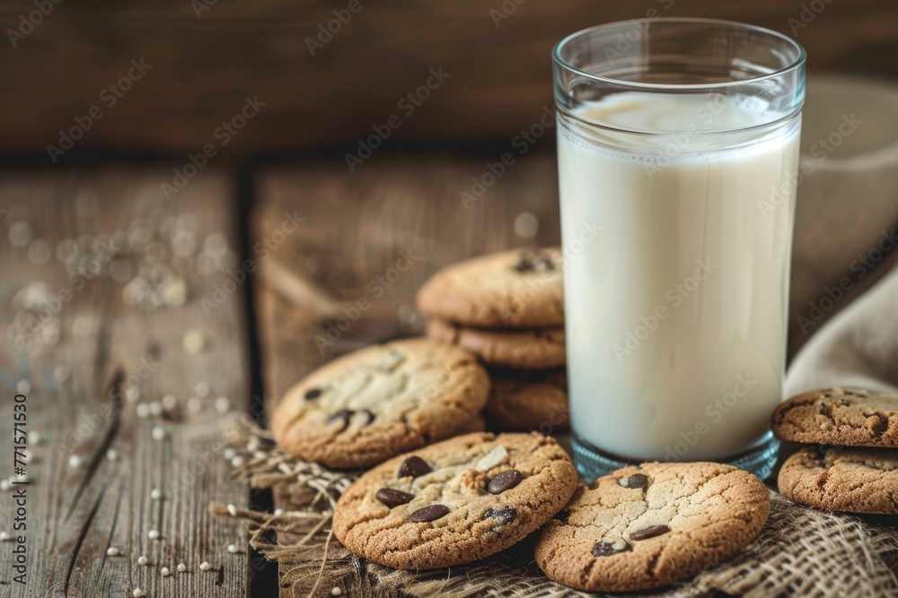 Classic scene: a glass of milk with cookies on the table. Comforting and nostalgic. Classic scene: a glass of milk with cookies on the table. Comforting and nostalgic.