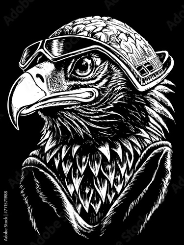 Design of eagle head motorcycle rider.