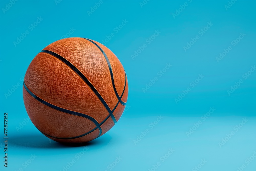 basketball on blue background. The concept of a professional basketball game