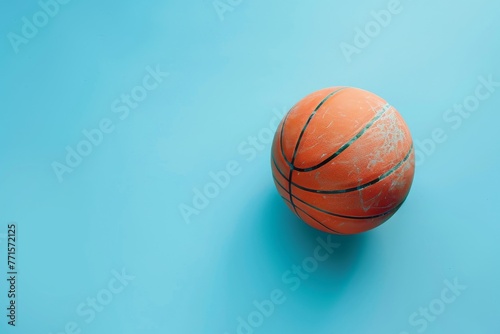 basketball on blue background. The concept of a professional basketball game