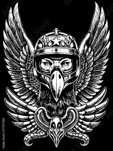 Design of eagle head motorcycle rider.