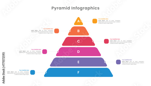 Pyramid vector infographic with 6 levels