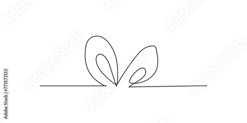 Easter Bunny Ears line art banner in scribble style hand drawn with continuous thin line, divider shape. Isolated on white background. Vector illustration