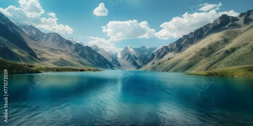 Scenic Mountain Lake with Crystal Clear Water and Majestic Peaks. Concept Nature Photography, Mountain Lake, Crystal Clear Water, Majestic Peaks, Scenic Views