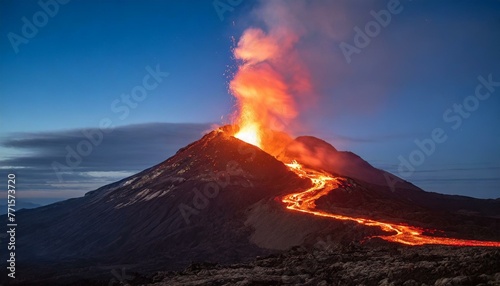 Volcan explosion lava de noche paisaje fuego © eduardo