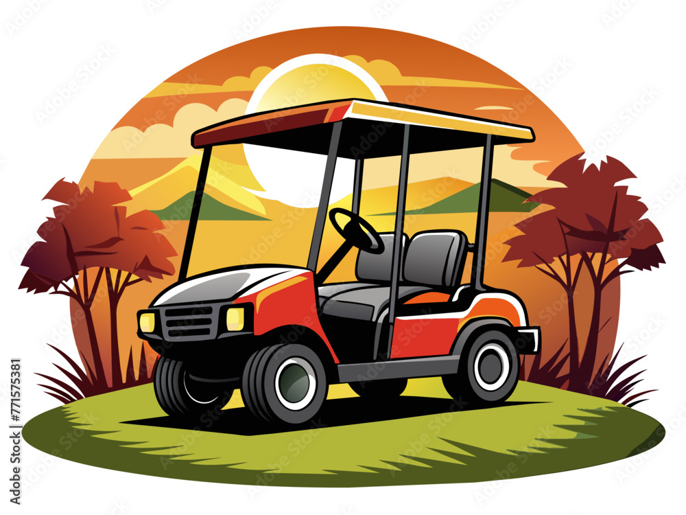 Obraz premium Highly detailed vector of a golf car.