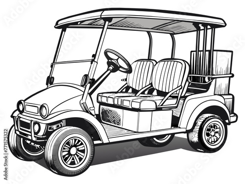 Highly detailed vector of a golf car.